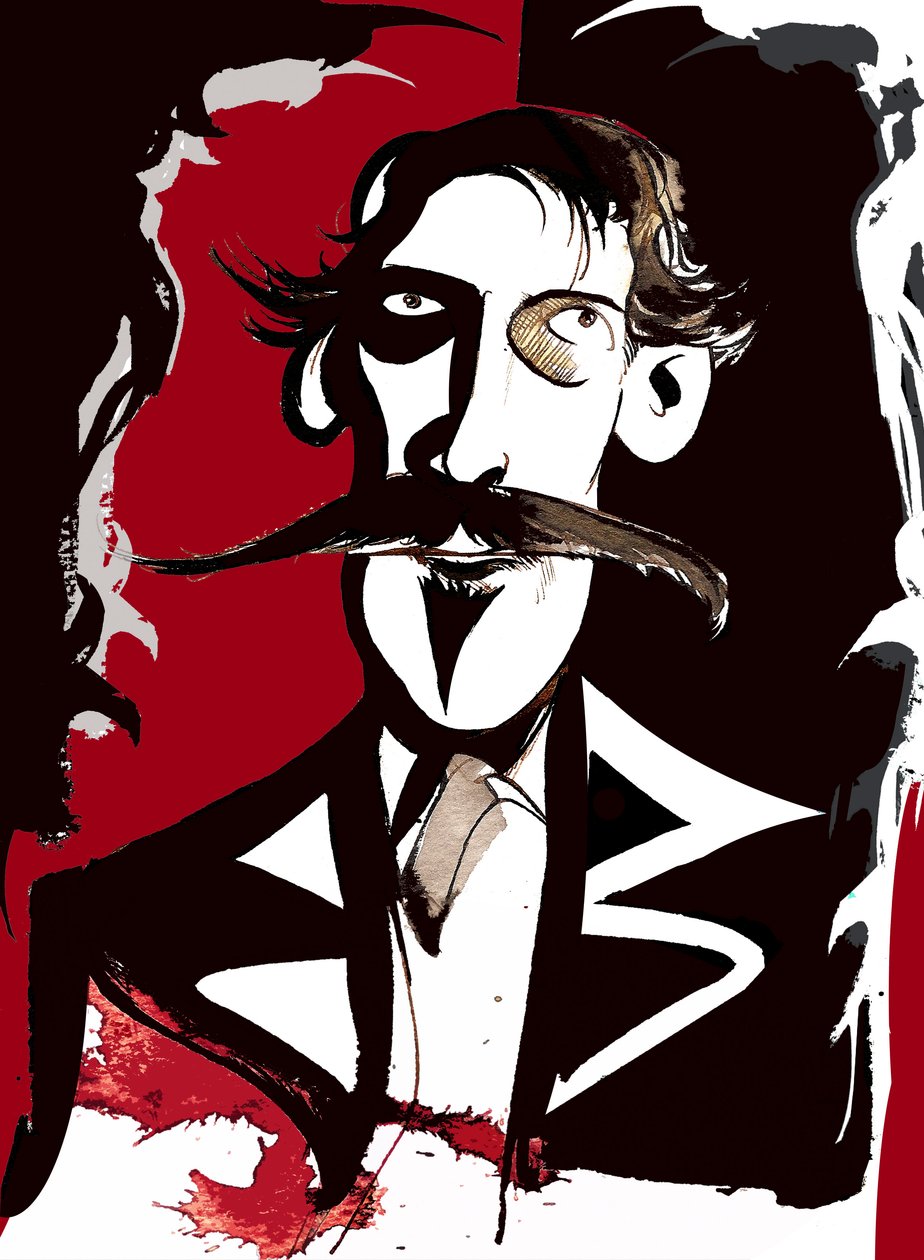 Robert Louis Stevenson - kolorowa karykatura autorstwa Neale Osborne