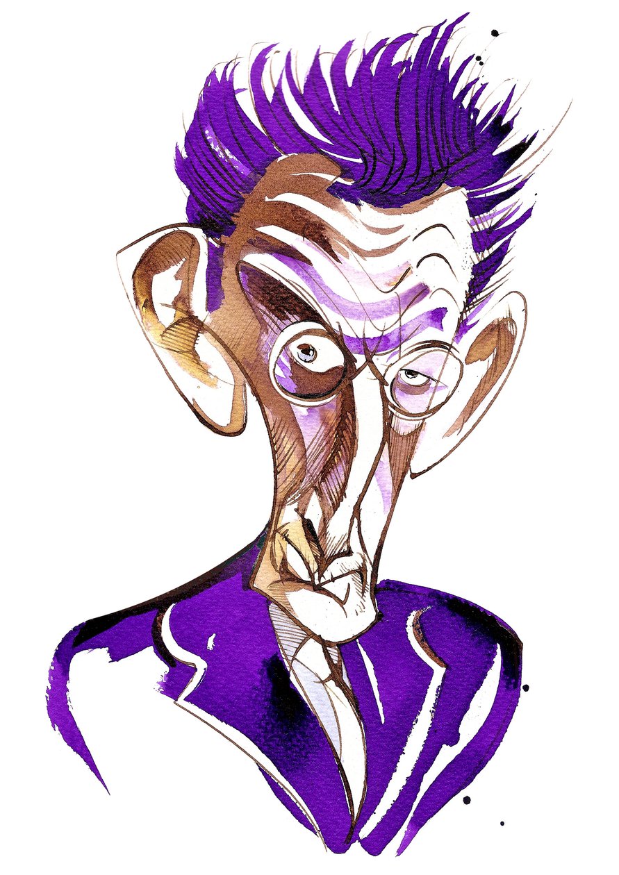 Samuel Beckett (irlandzki pisarz i dramaturg, 1906-89) kolorowa karykatura autorstwa Neale Osborne