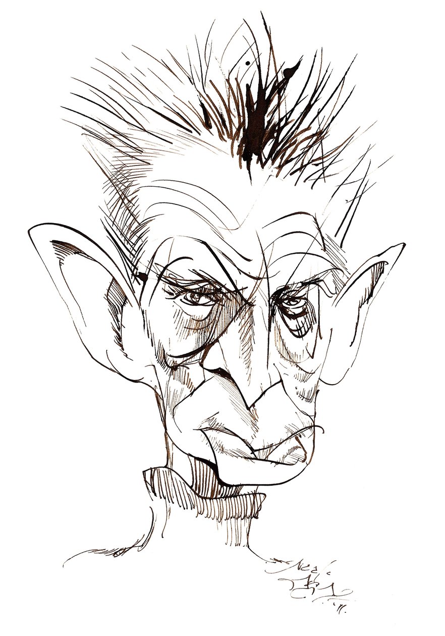 Samuel Beckett - karykatura irlandzkiego pisarza i dramaturga (1906-89) autorstwa Neale Osborne