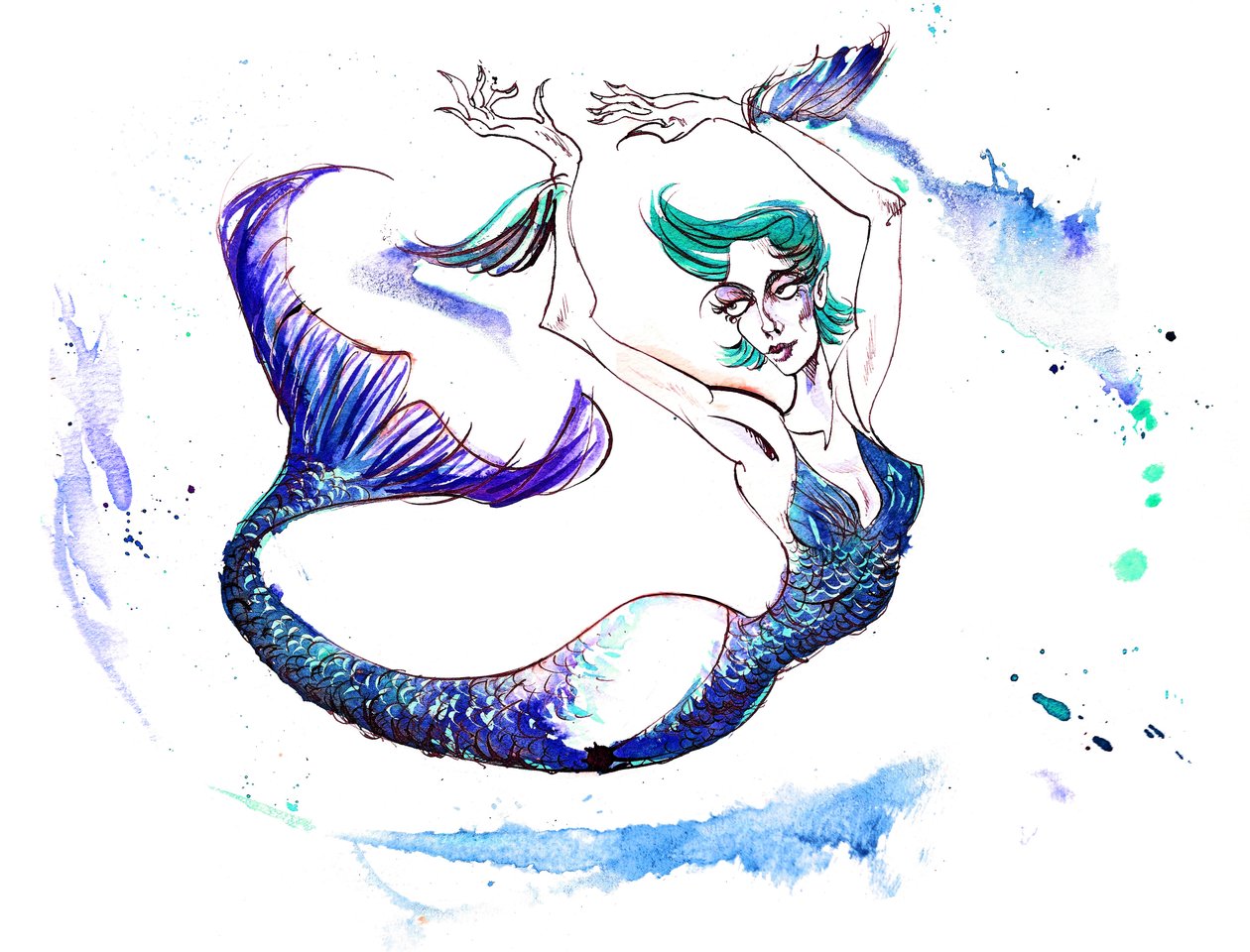 Znaki zodiaku: strój kąpielowy Ryby z serii modowych karykatur, po jednym na każdy znak zodiaku autorstwa Neale Osborne