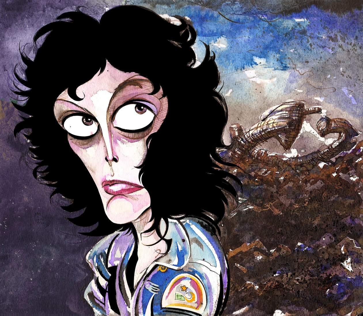 Sigourney Weaver jako Ellen Ripley w Alien autorstwa Neale Osborne