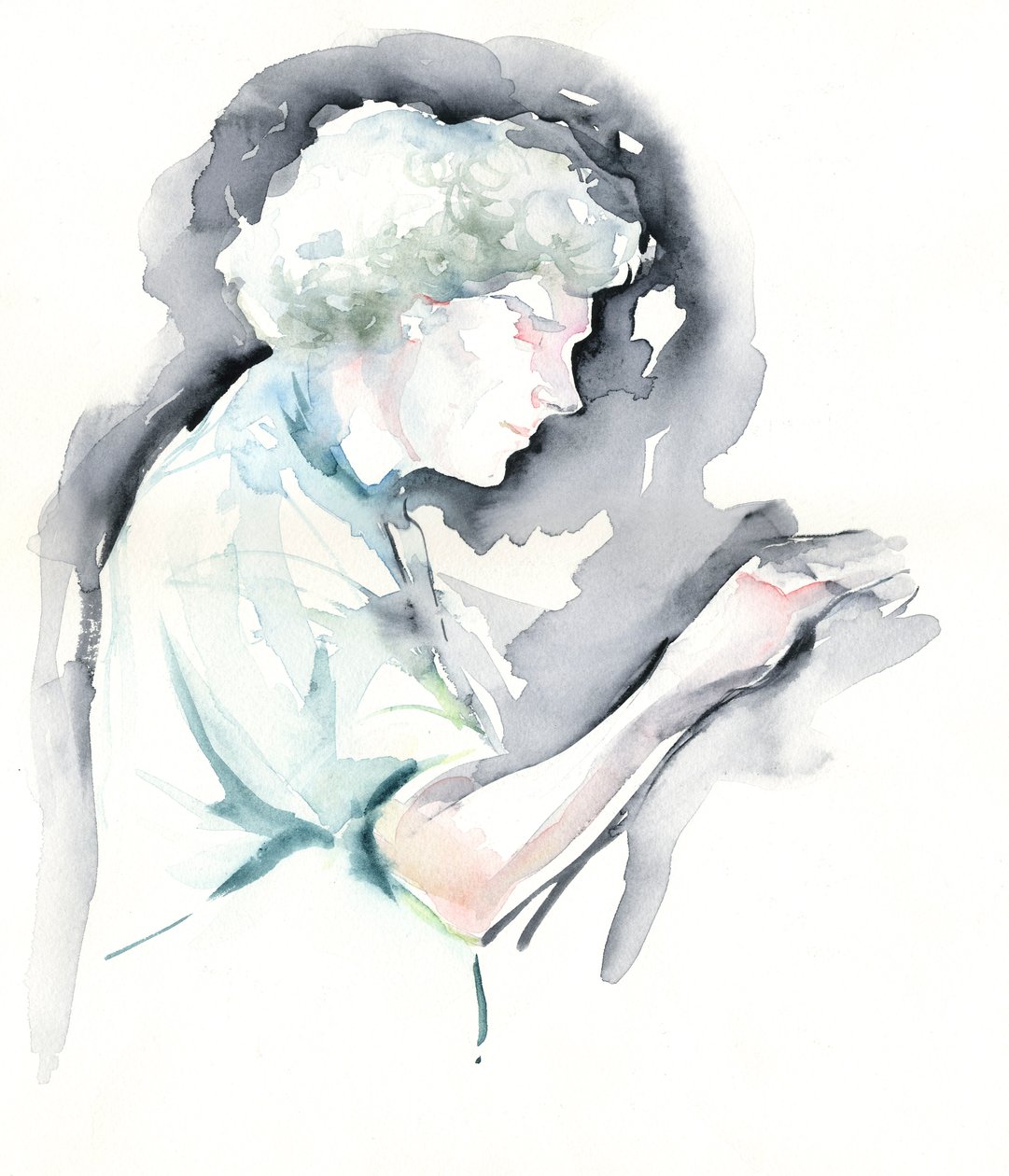 Simon Rattle - portret akwarelowy angielskiego dyrygenta w Symphony Hall, Birmingham autorstwa Neale Osborne