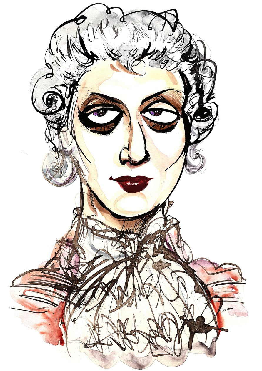 Tatiana Troyanos - kolorowa karykatura Oktawiana z opery Der Rosenkavalier z 1911 r. Richarda Straussa (kompozytora niemieckiego, 1864-1949); libretto Hugo von Hofmannsthala (austriackiego pisarza i dramaturga) autorstwa Neale Osborne