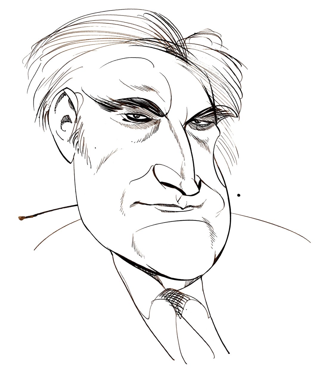 Ted Hughes - karykatura angielskiego poety laureata, 1930 - 1998 autorstwa Neale Osborne