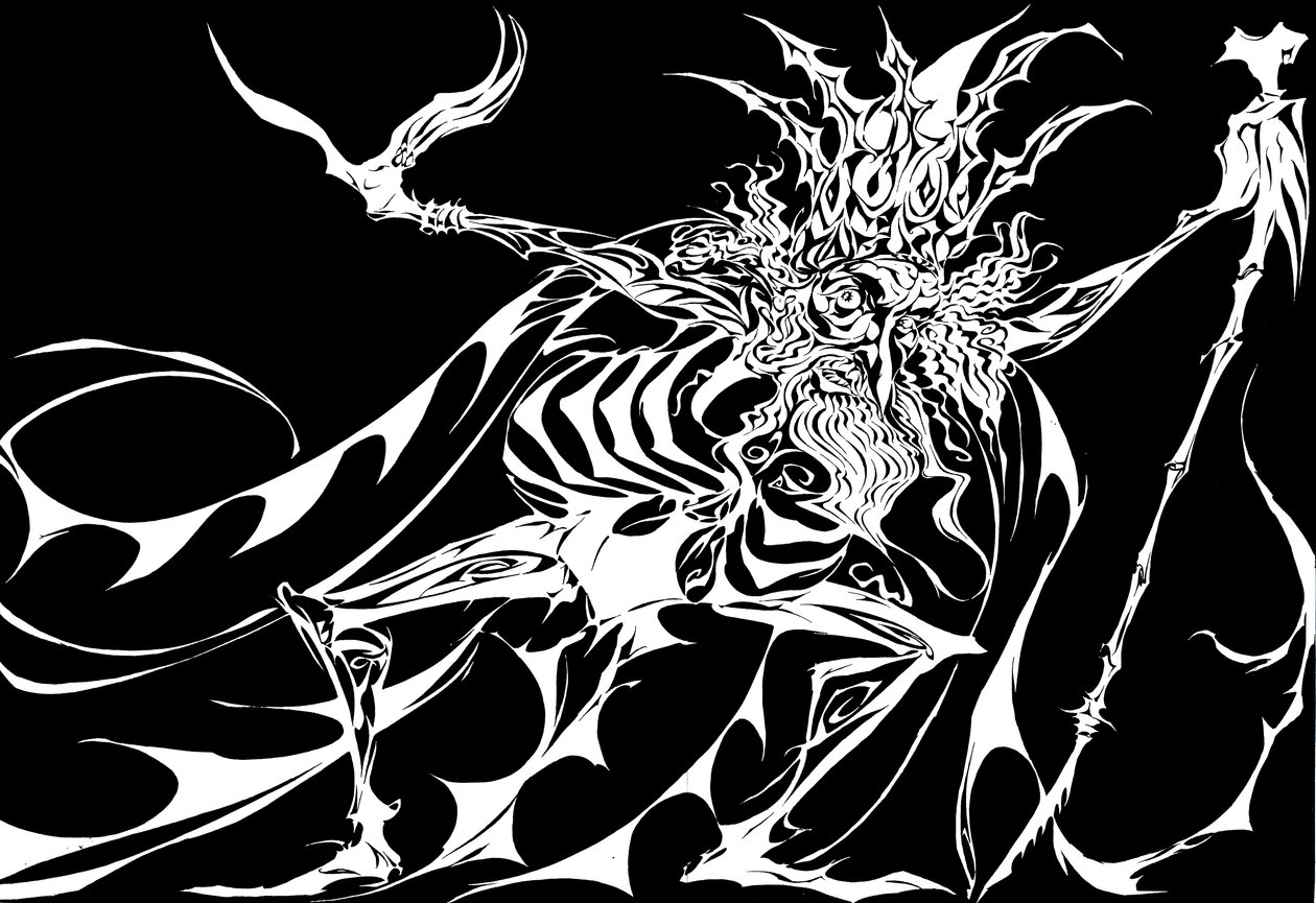 Ognisty Ptak - ilustracja Kaschey the Sorcerer z baletu The Firebird z 1910 roku Igora Strawińskiego autorstwa Neale Osborne