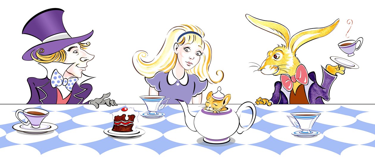 The Mad Hatters Tea Party - ilustracja do filmu Alicja w krainie czarów Lewisa Carrolla (1865), 2005 autorstwa Neale Osborne