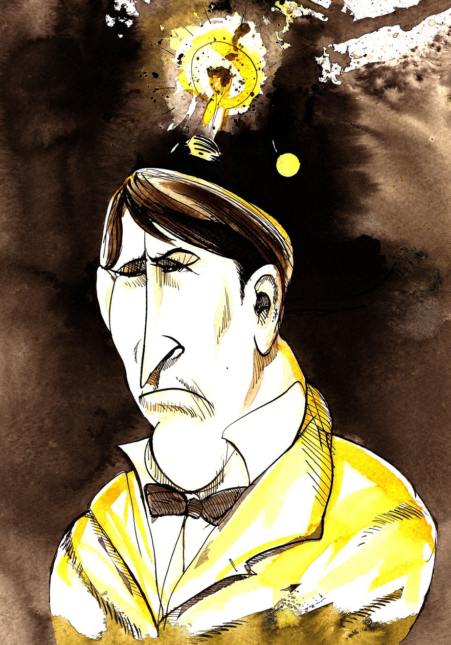 Thomas Edison - karykatura amerykańskiego wynalazcy i fizyka, 1847-1931 autorstwa Neale Osborne