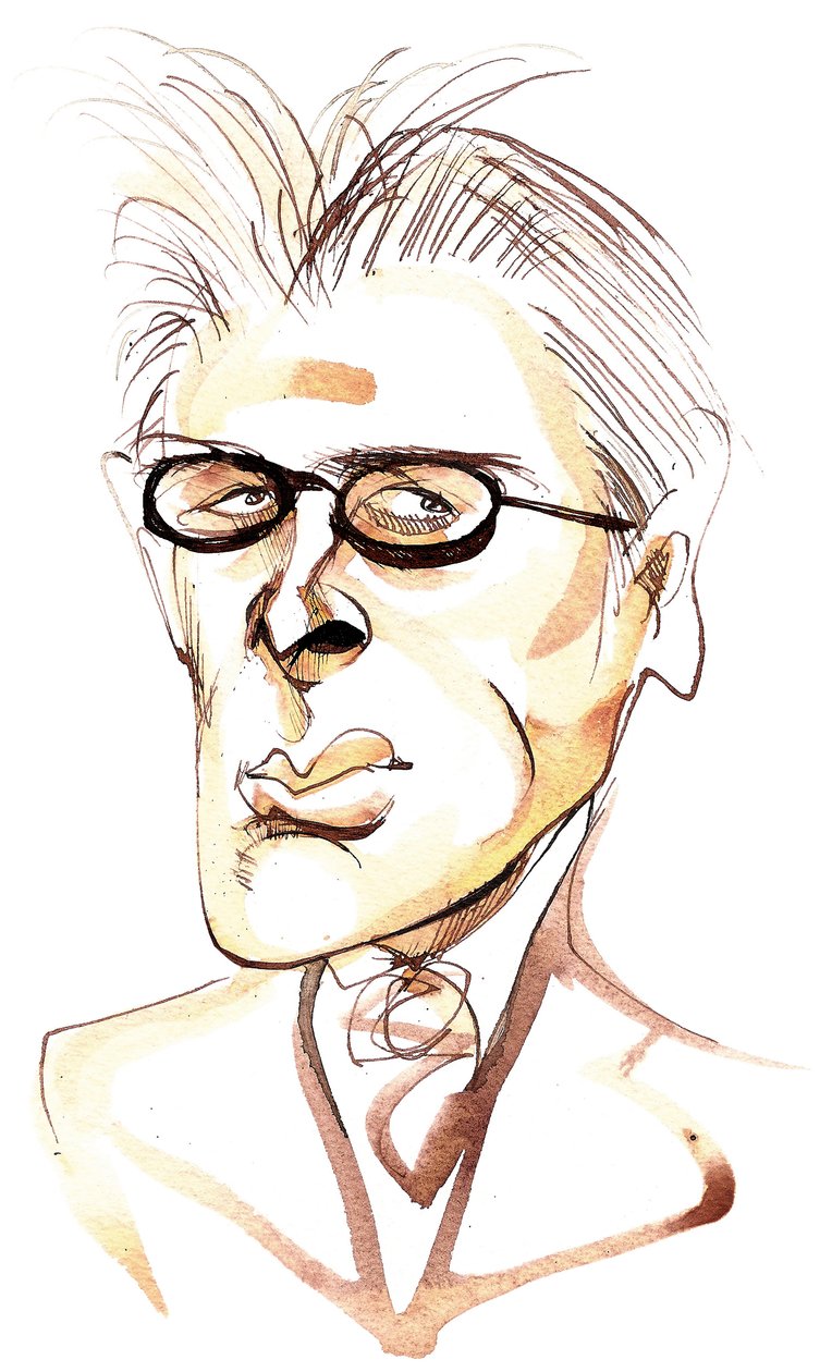 William Butler Yeats irlandzki poeta i dramaturg (1865-1939); karykatura autorstwa Neale Osborne
