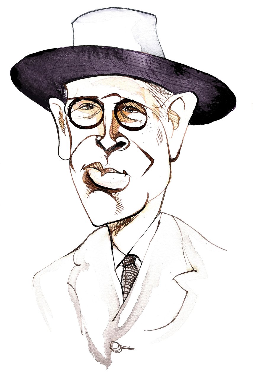 William Butler Yeats irlandzki poeta i dramaturg (1865-1939); karykatura autorstwa Neale Osborne