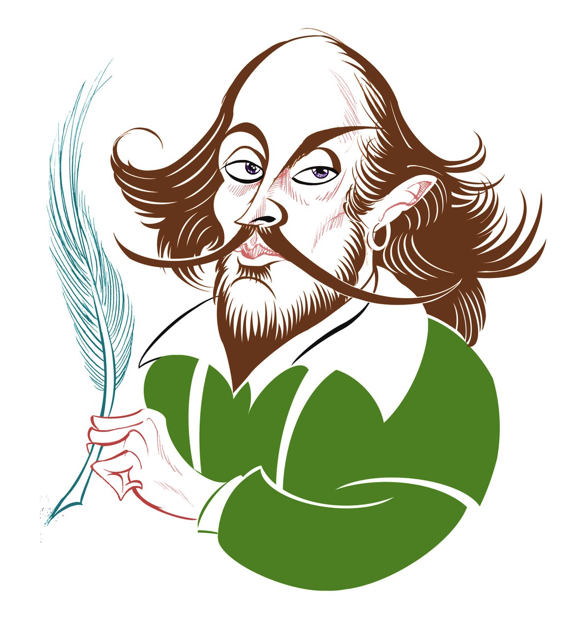 William Shakespeare - kolorowa karykatura autorstwa Neale Osborne