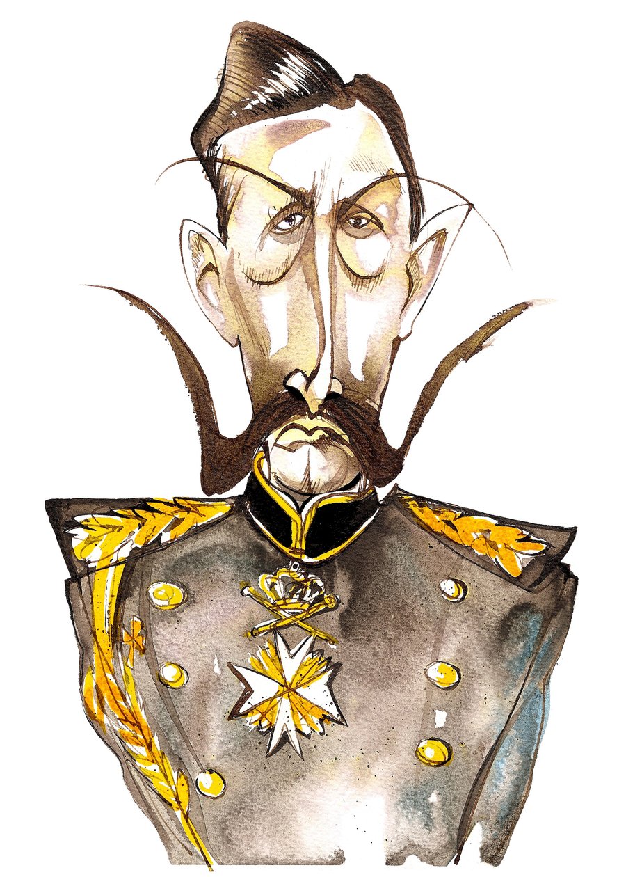 Wilhelm II, cesarz Niemiec; król pruski (1859-1941); kolorowa karykatura autorstwa Neale Osborne
