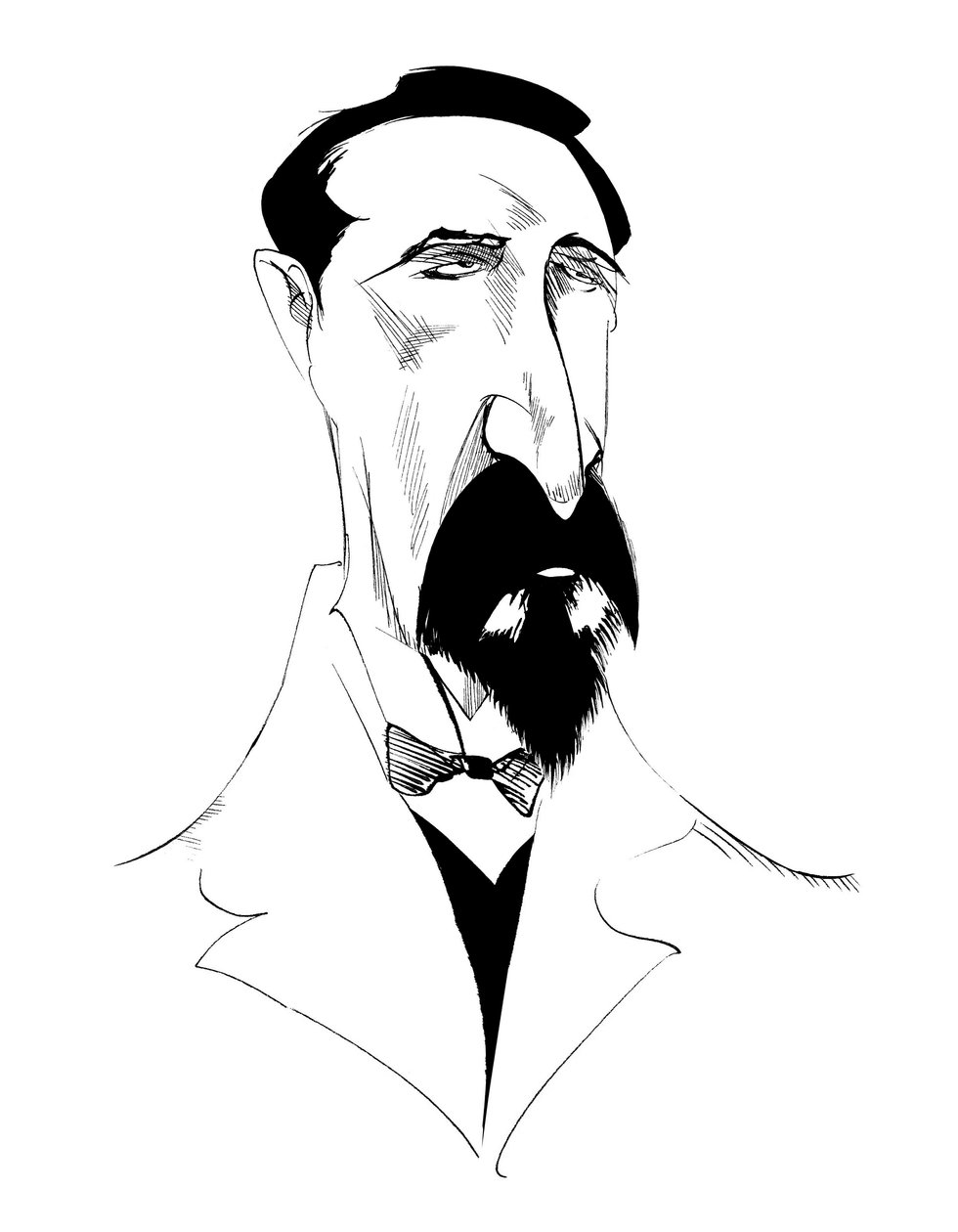 Alexander Borodin, rosyjski kompozytor, czarno-biała karykatura, 2010 Neale Osborne autorstwa Neale Osborne