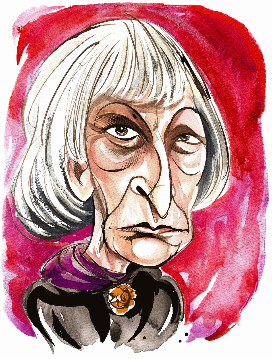 Elisabeth Lutyens - kolorowa karykatura autorstwa Neale Osborne
