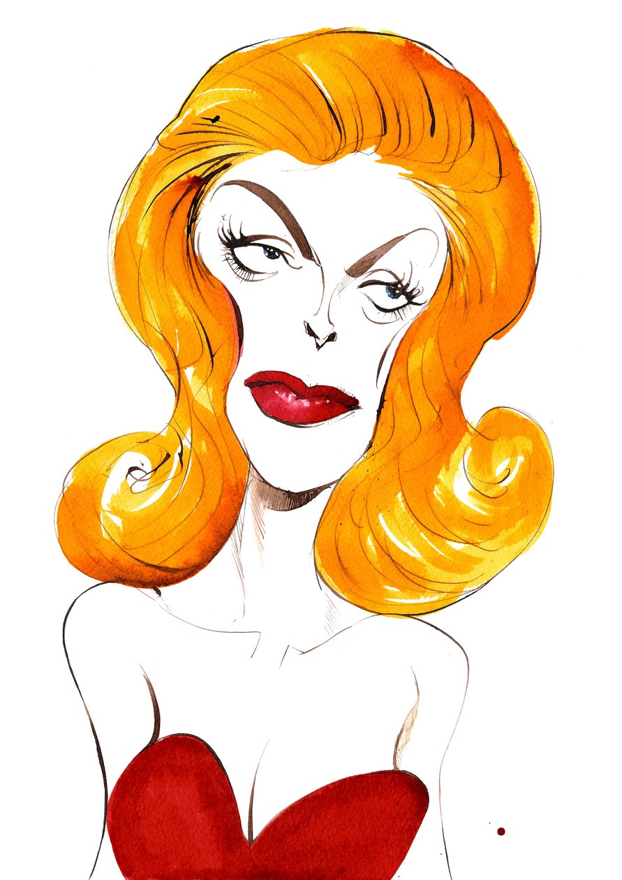 Julie London amerykańska piosenkarka i aktorka (1926-2000); kolorowa karykatura, 2015 autorstwa Neale Osborne