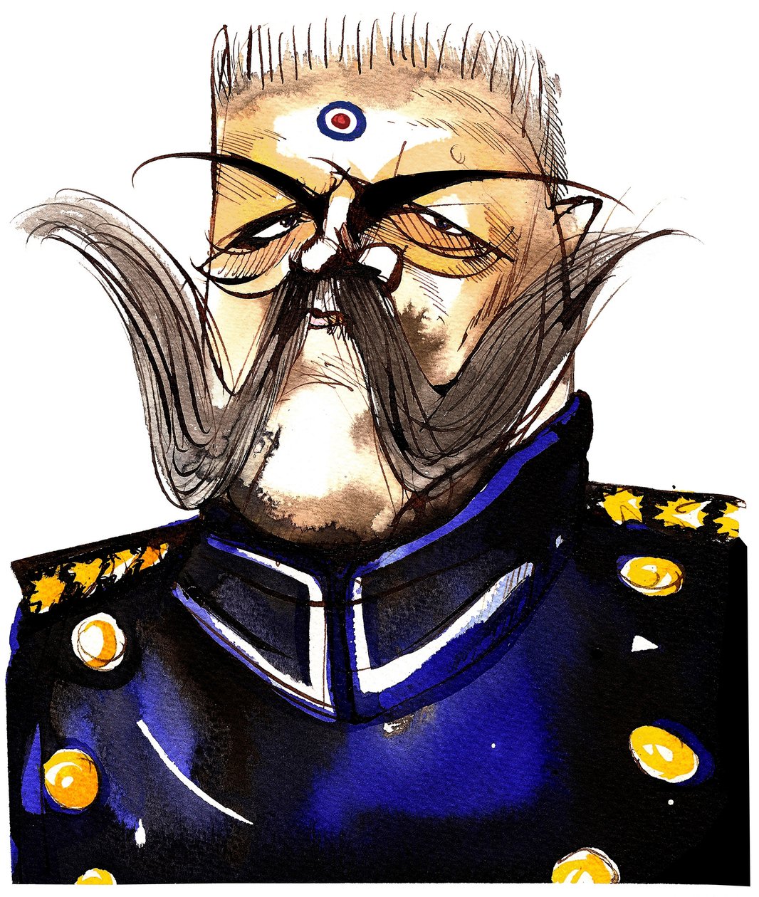 Paul von Hindenburg – urodzony w Polsce, niemiecki generał i prezydent (1847-1934); kolorowa karykatura autorstwa Neale Osborne