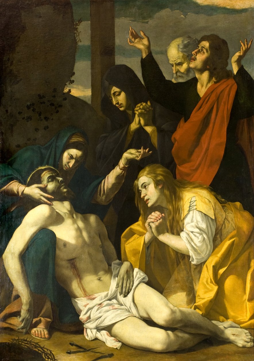 Opłakiwanie zmarłego Chrystusa, ok. 1630-50 (olej na płótnie) autorstwa Neapolitan School