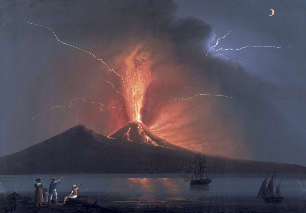 Neapol: Wybuch Wezuwiusza, 22 października 1822 (gwasz) autorstwa Neapolitan School