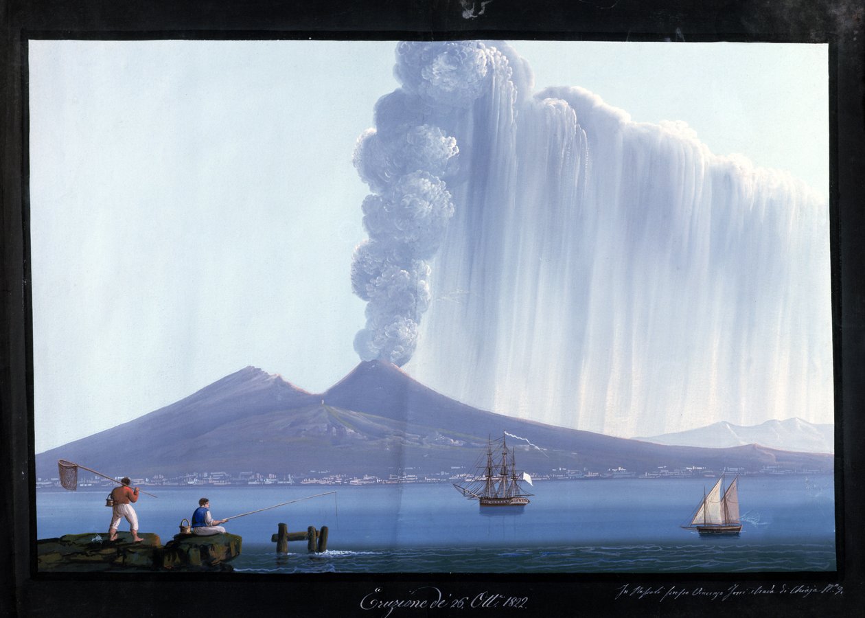 Neapol: wybuch Wezuwiusza, 26 października 1822 (gwasz) autorstwa Neapolitan School