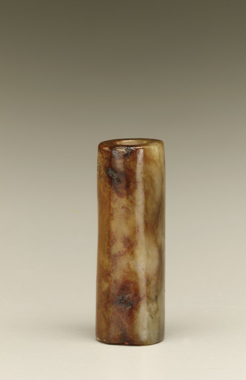 Cylindryczny koralik, region jeziora Tai, kultura Liangzhu, 3300-2250 pne (nefryt) autorstwa Neolithic Period Chinese School