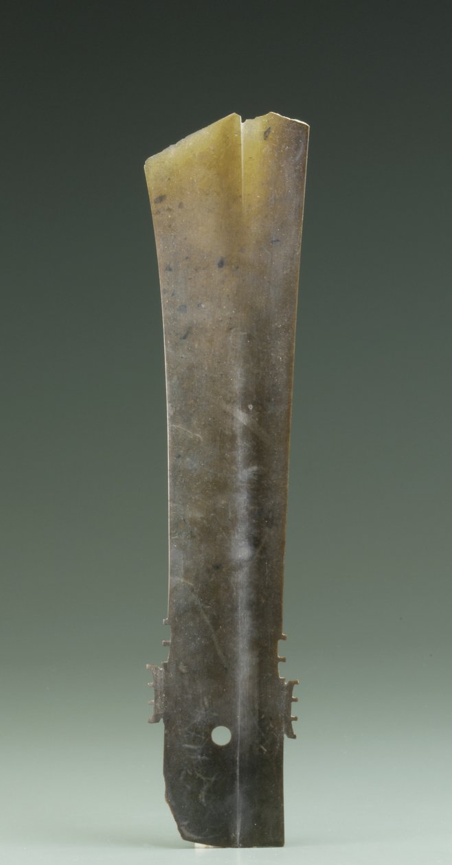 Dłuto rozwidlone (zhang), kultura Qijia, ok. 2500-2000 pne (nefryt) autorstwa Neolithic Period Chinese School