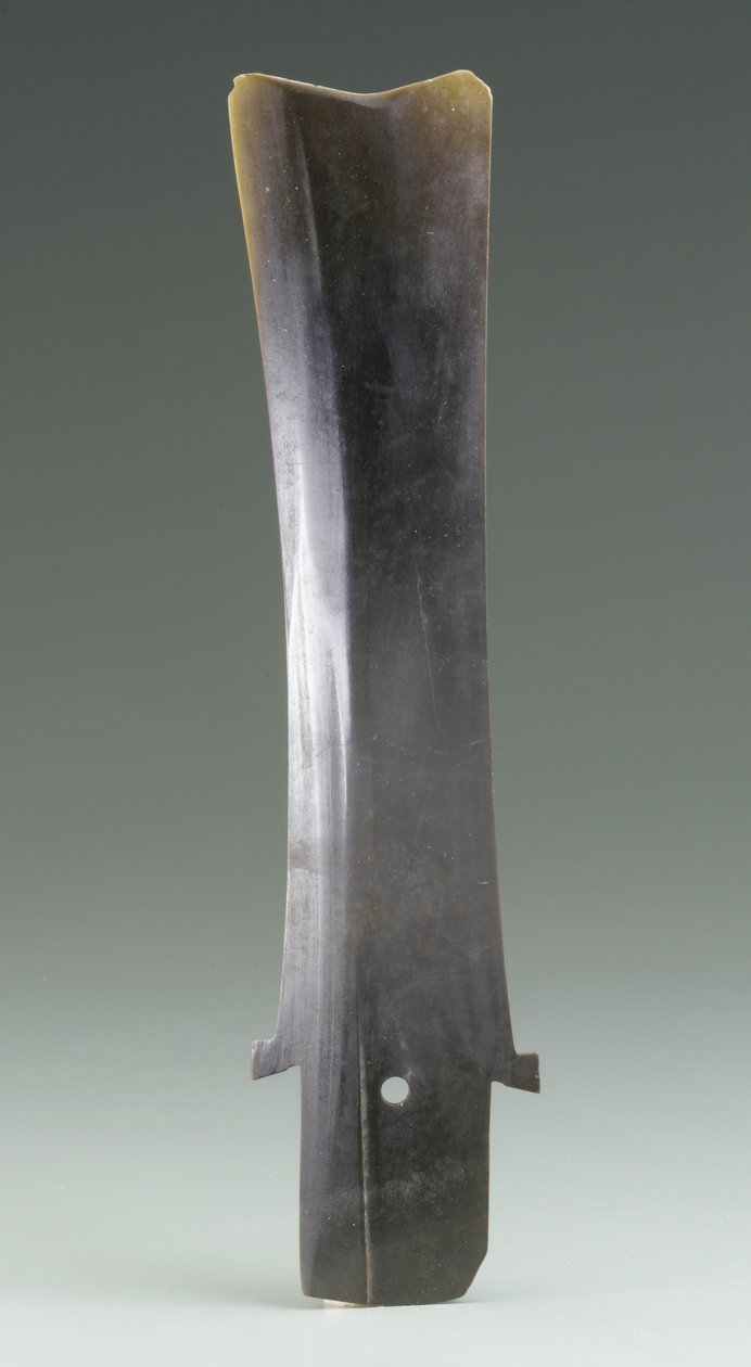 Nóż do zbioru (hu), kultura Qijia, c.2500-2000 pne (nefryt) autorstwa Neolithic Period Chinese School