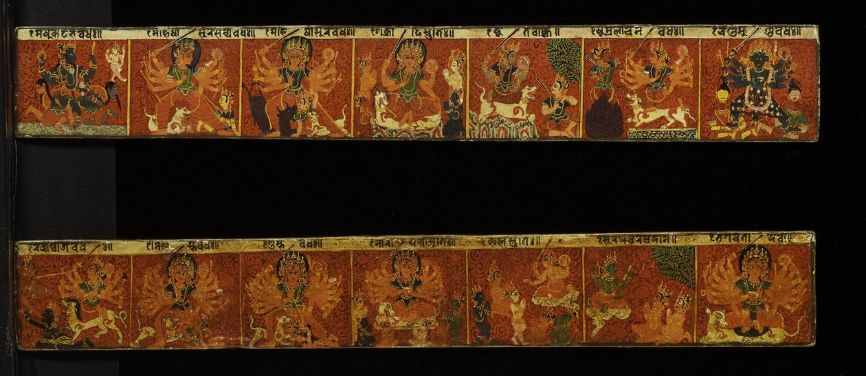 Para okładek rękopisów Devimahatmya (nieprzezroczyste wc na drewnie) autorstwa Nepalese School