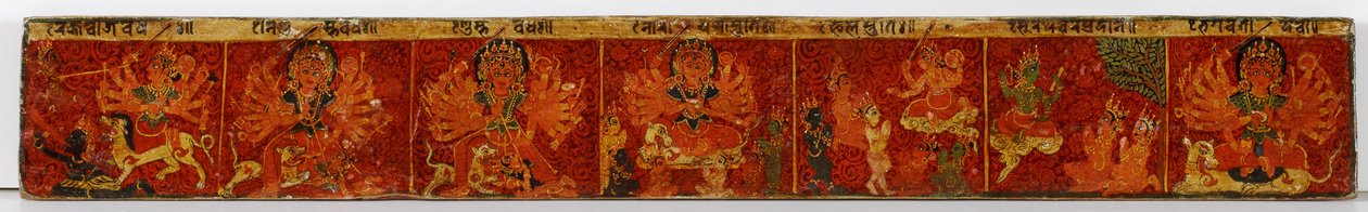 Okładka rękopisu Devimahatmya (nieprzezroczyste wc na drewnie) autorstwa Nepalese School