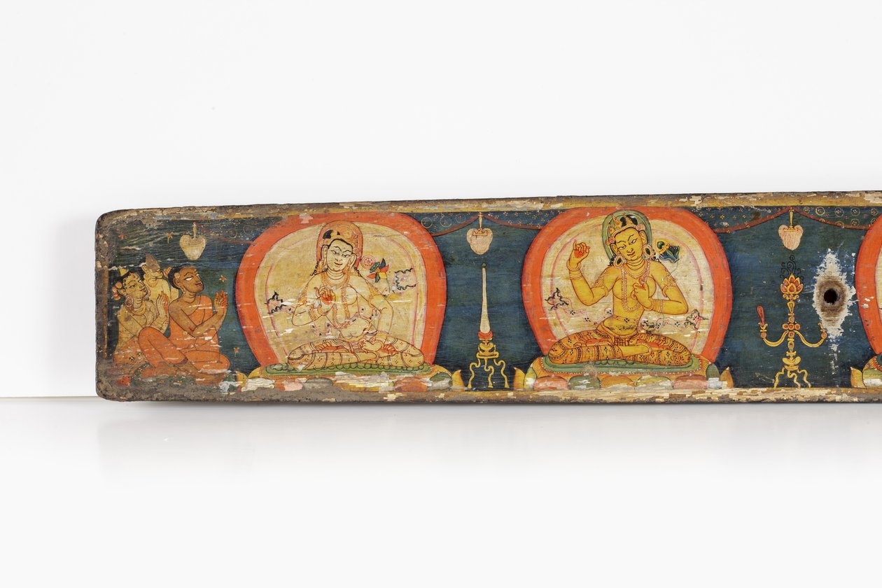 Rękopis The Five Protections, tylna okładka, 1138 (nieprzezroczyste wc i tusz na drewnie) autorstwa Nepalese School