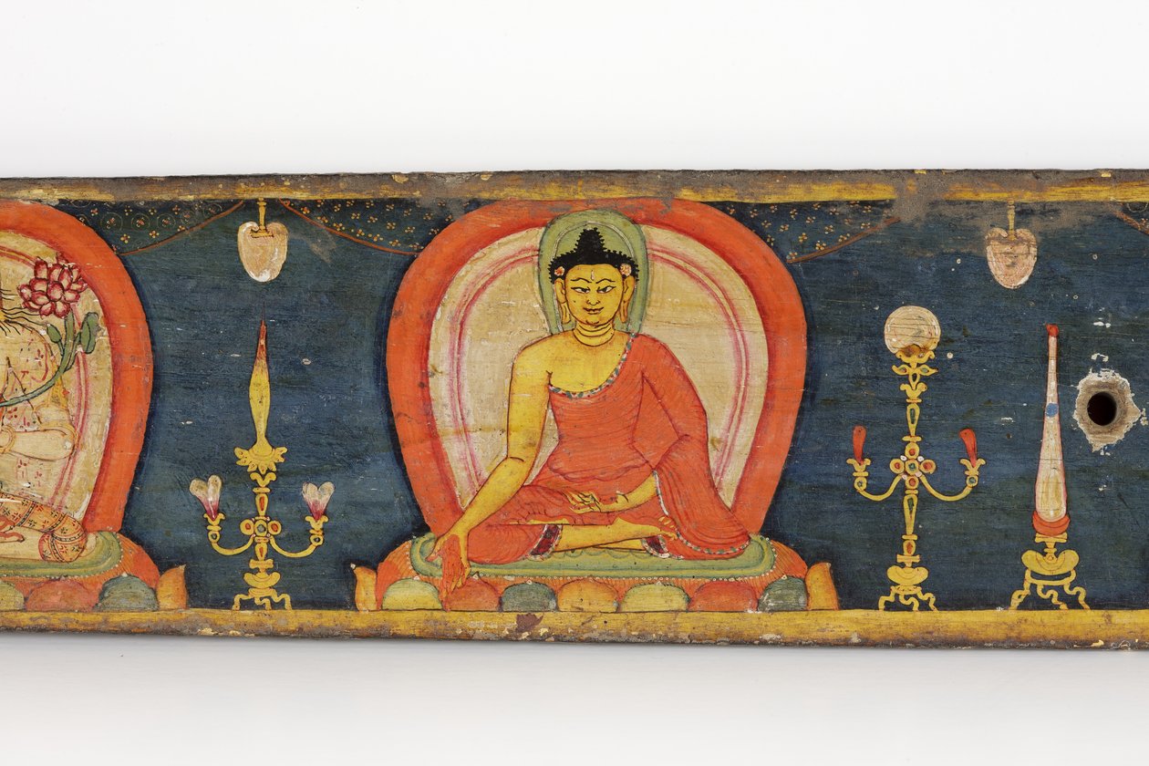 Rękopis The Five Protections, przednia okładka, 1138 (nieprzezroczyste wc i tusz na drewnie) autorstwa Nepalese School