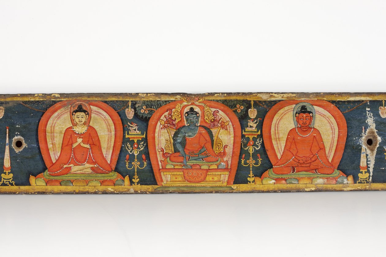 Rękopis The Five Protections, przednia okładka, 1138 (nieprzezroczyste wc i tusz na drewnie) autorstwa Nepalese School