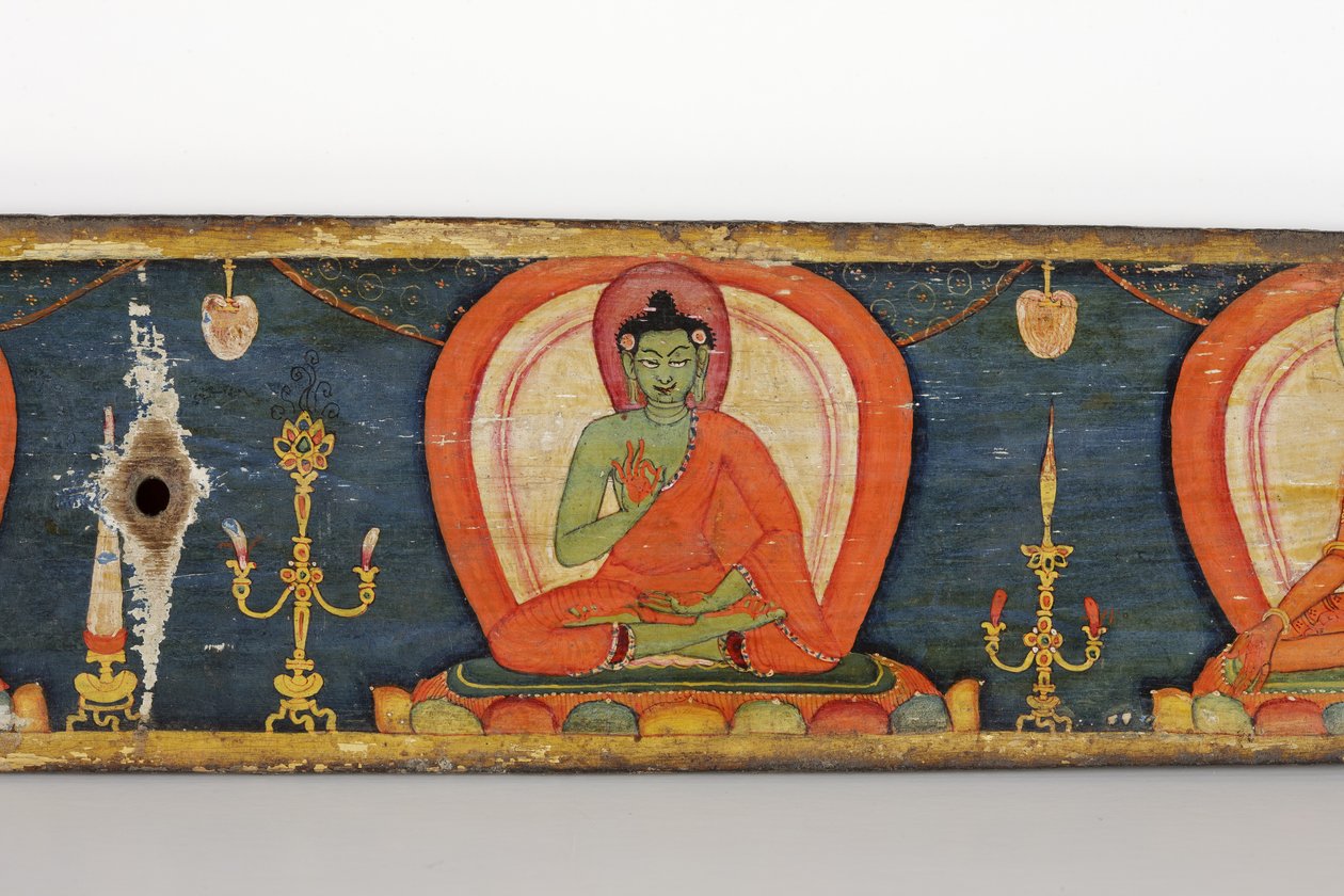 Rękopis The Five Protections, przednia okładka, 1138 (nieprzezroczyste wc i tusz na drewnie) autorstwa Nepalese School