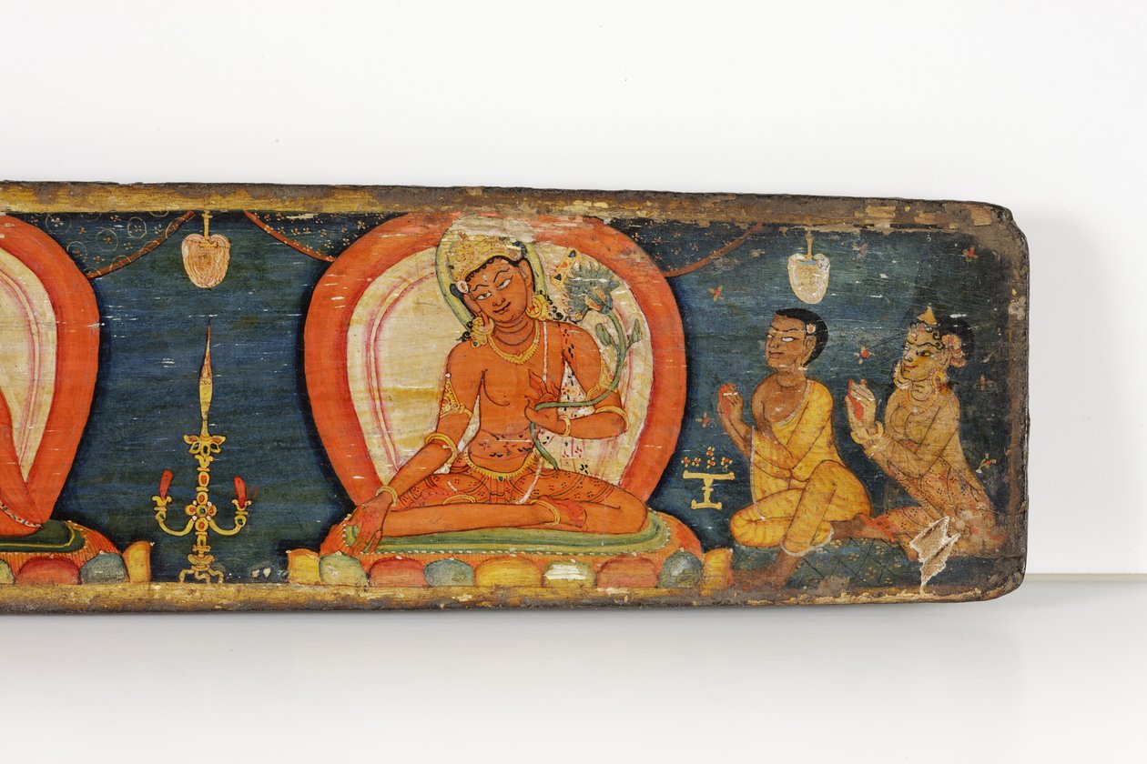 Rękopis The Five Protections, przednia okładka, 1138 (nieprzezroczyste wc i tusz na drewnie) autorstwa Nepalese School