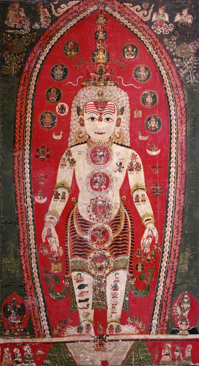 Shiva Purana z Badgaon (gwasz na jedwabiu) autorstwa Nepalese School