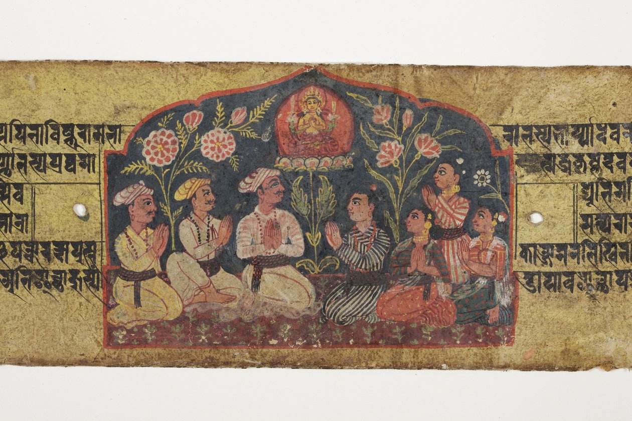 Kult Mandziuśri, 1659 (nieprzezroczysta toaleta i atrament na papierze) autorstwa Nepalese School