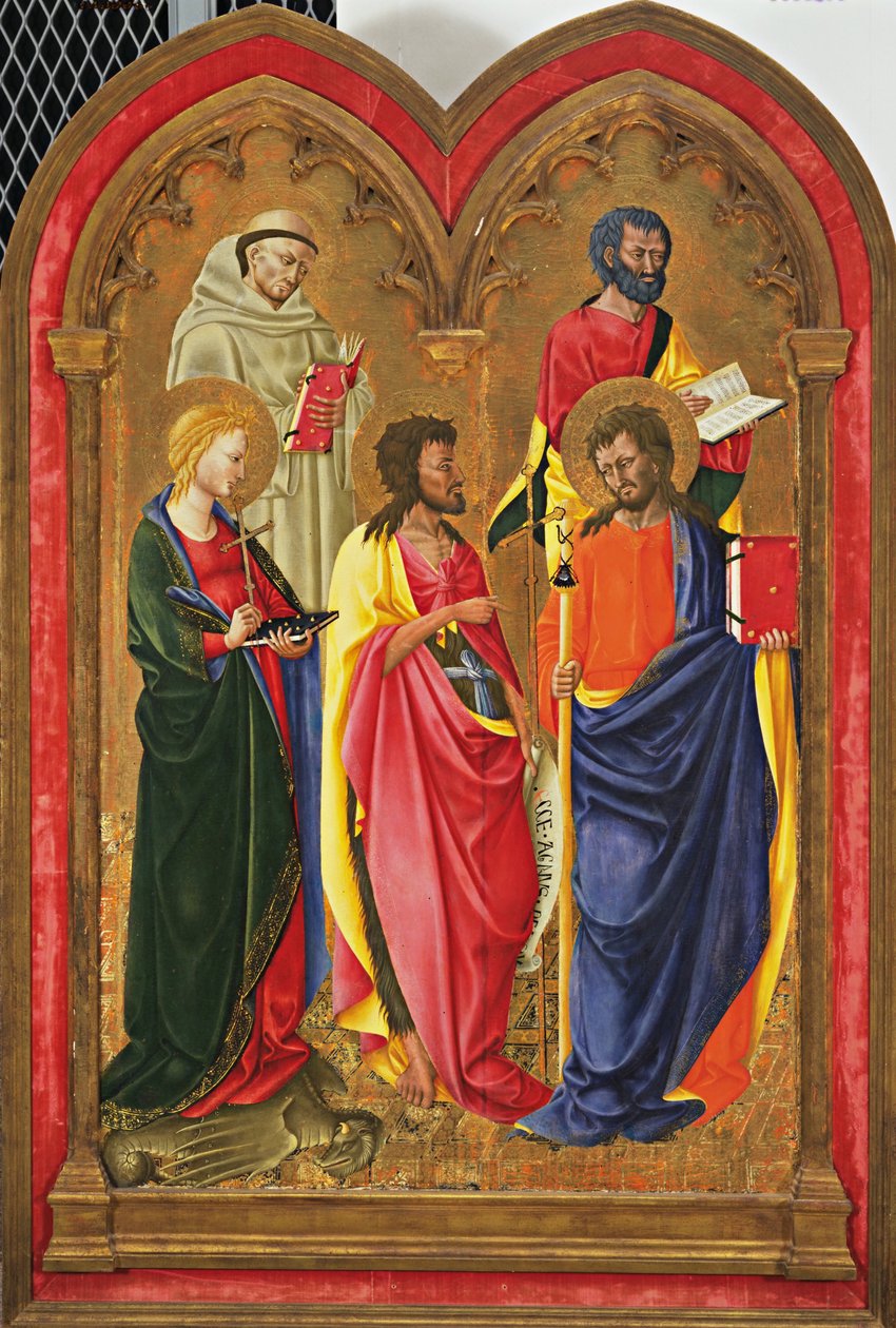 Skrzydło ołtarzowe z pięcioma świętymi, ok. 1445 (tempera i złoto na desce z topoli) autorstwa Neri di Bicci
