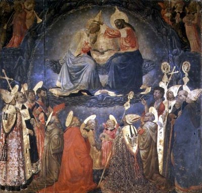 Koronacja Matki Boskiej (tempera na panelu) autorstwa Neri di Bicci