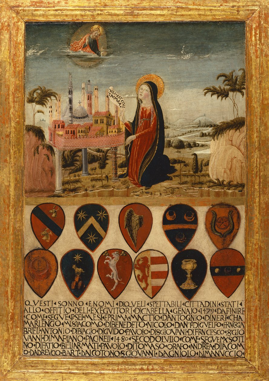Dziewica Maryja Zawierzyła miasto Siena Jezusowi autorstwa Neroccio di (1447 1500) Landi