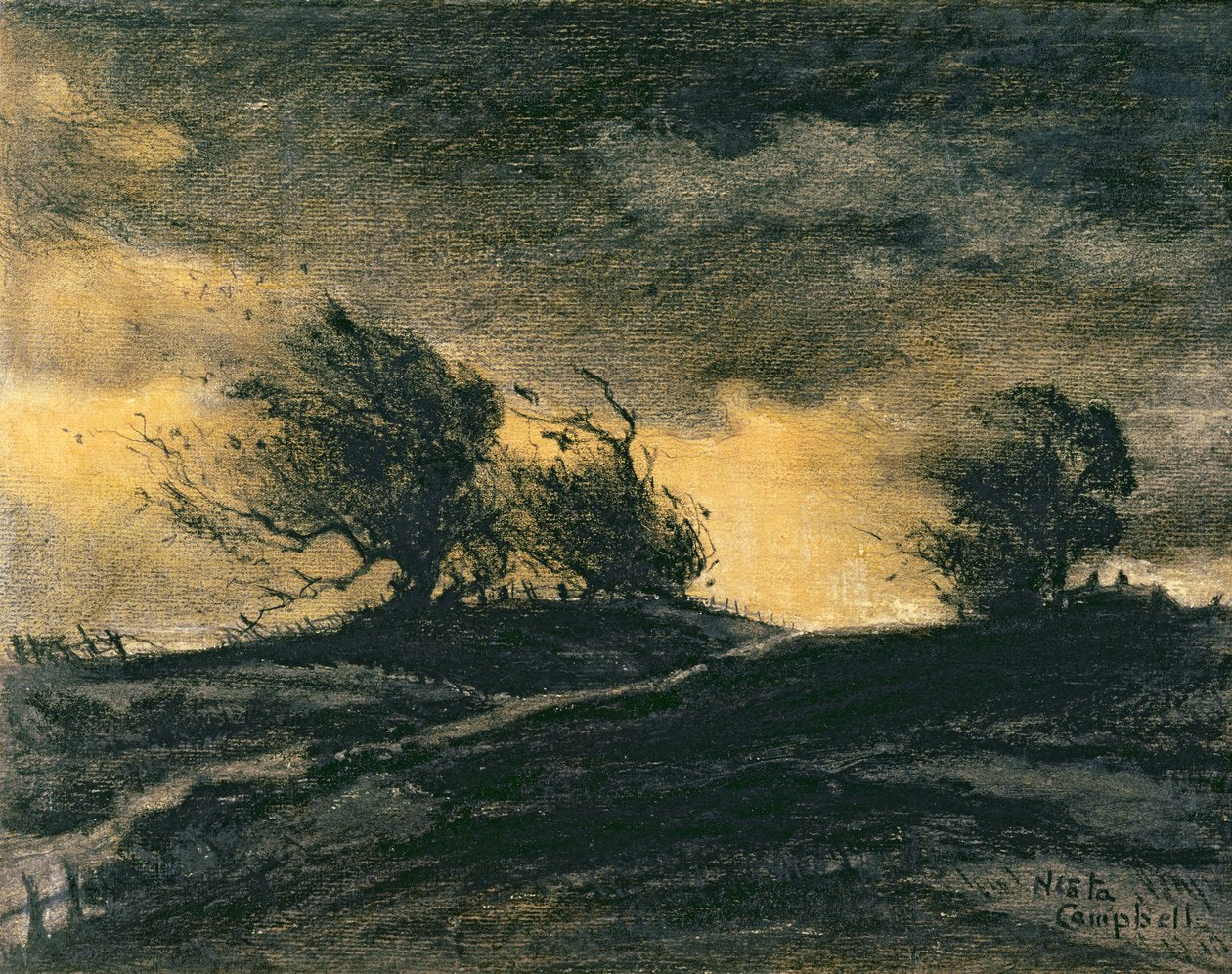 Nokturn (akwarela na papierze) autorstwa Nesta Jennings Campbell
