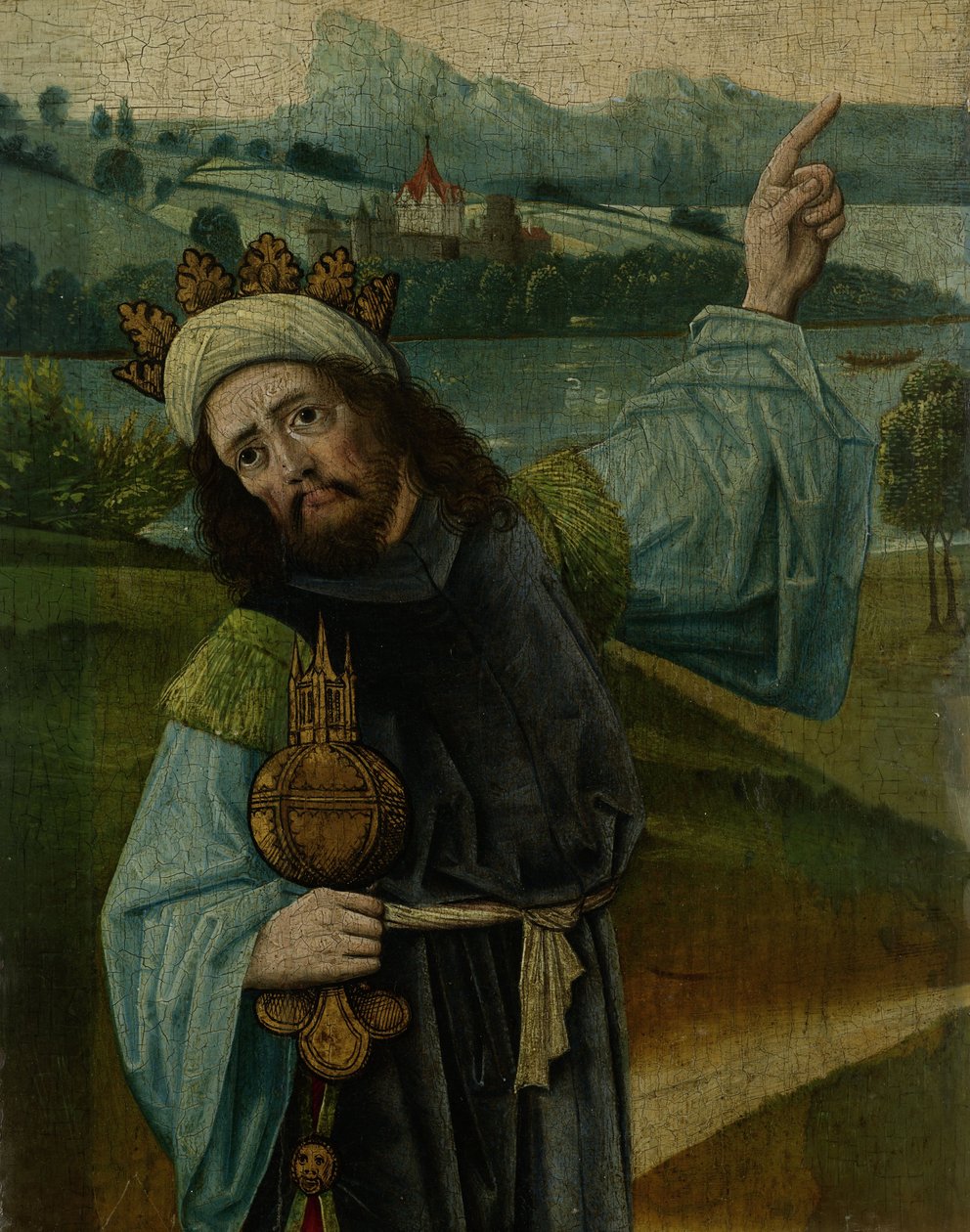 Król Melchior, jeden z Trzech Mędrców, Wskazujący na Gwiazdę, c. 1480-90 autorstwa Netherlandish School