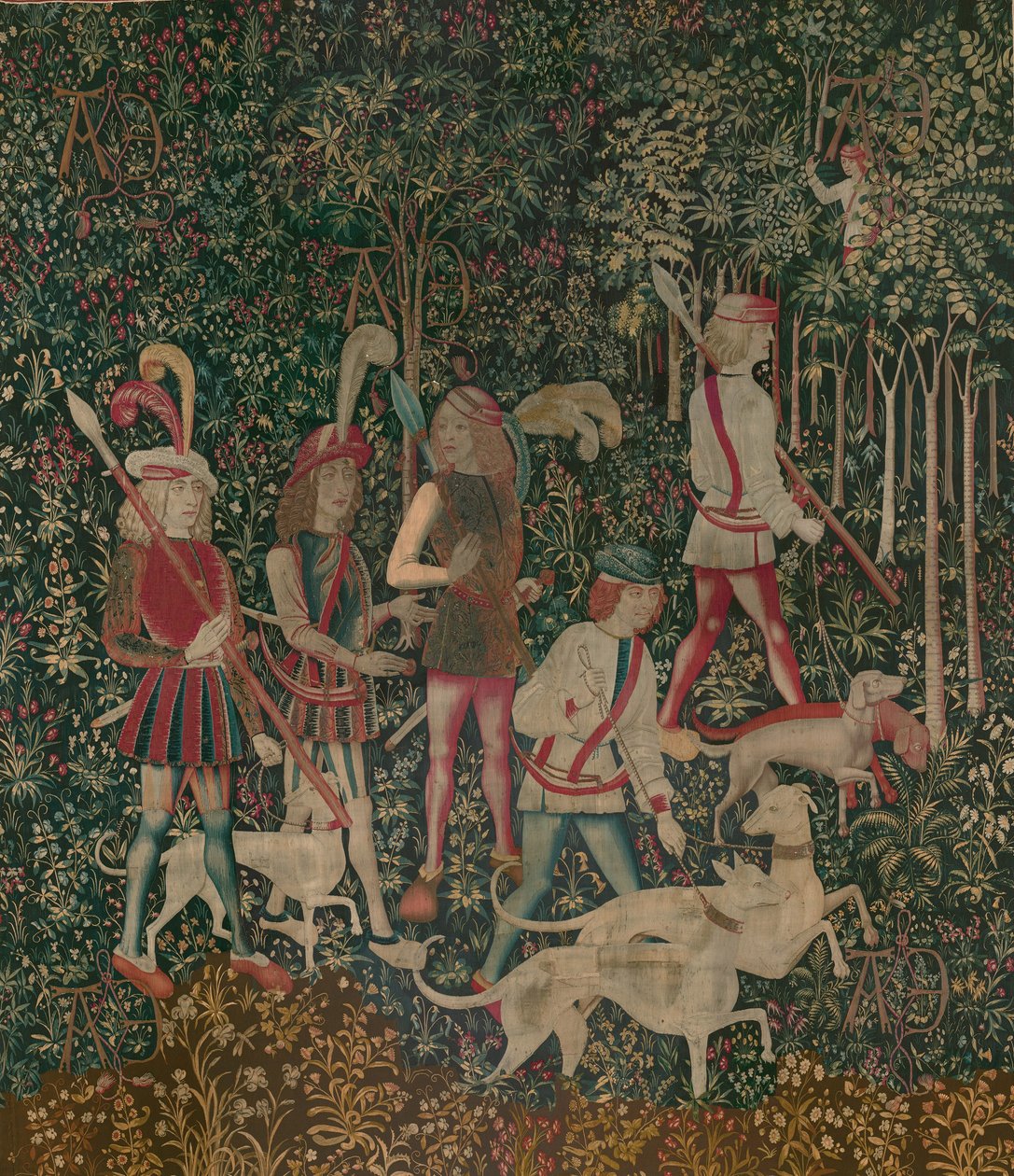 Łowcy wkraczają do lasu, ok. 1500 autorstwa Netherlandish School