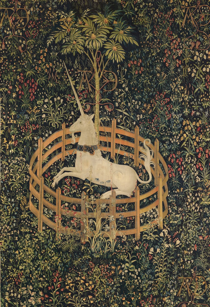 Jednorożec w niewoli, ok. 1500 autorstwa Netherlandish School