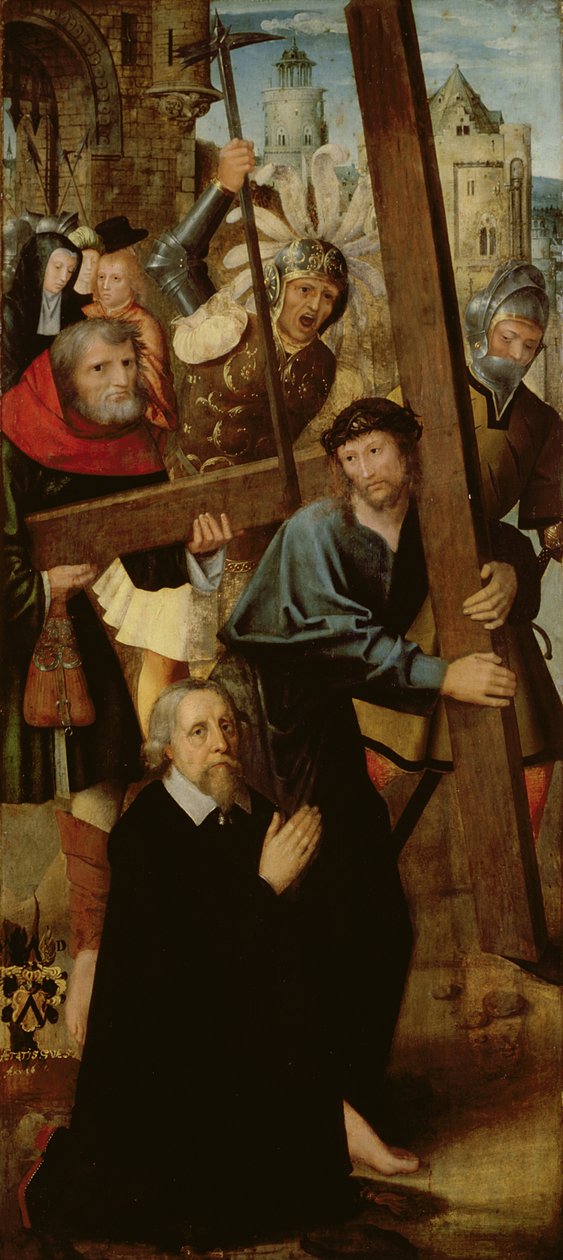 Chrystus dźwigający krzyż, lewe skrzydło od ołtarza św. Antoniego, 1510-18 (tempera i olej na desce) autorstwa Netherlandish School