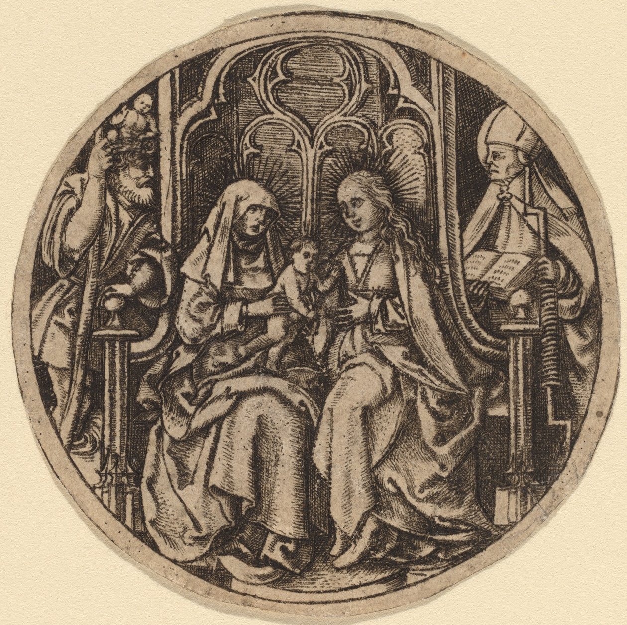 Madonna z Dzieciątkiem ze świętymi Krzysztofem i Erasmusem autorstwa Netherlandish 15th Century
