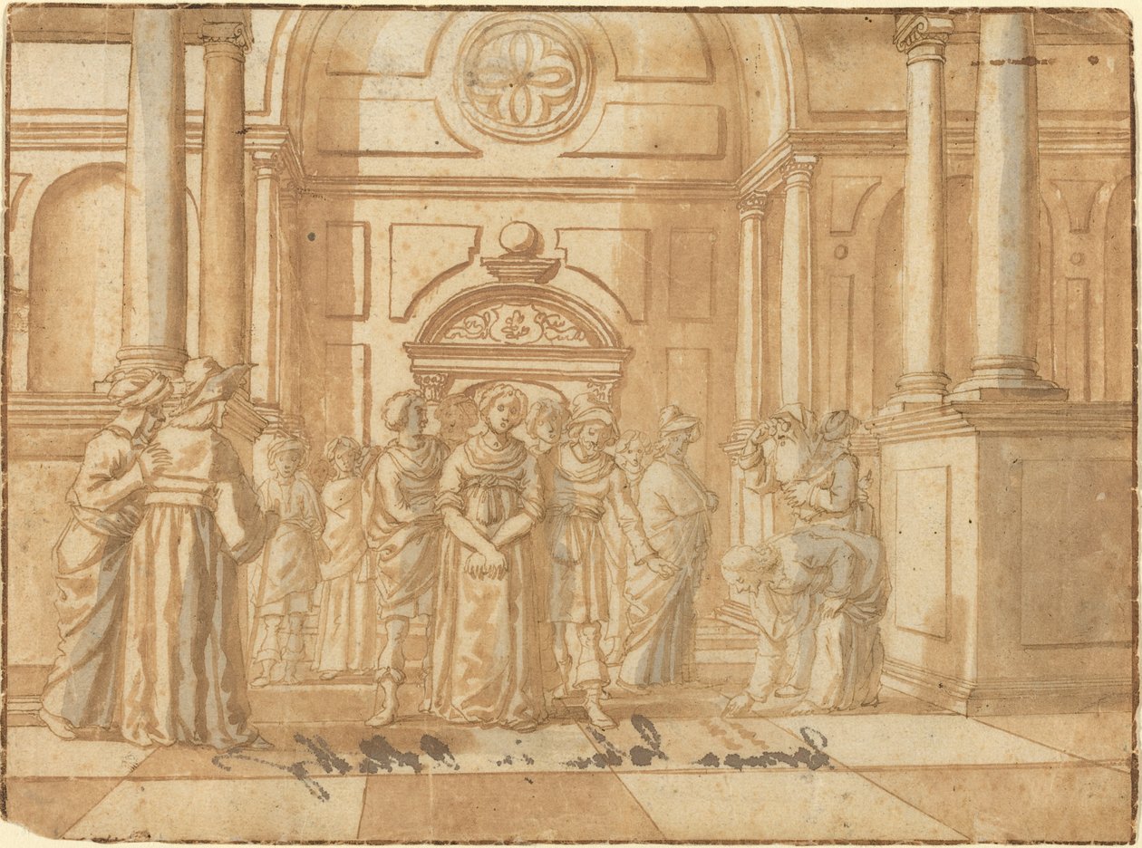 Chrystus i niewiasta przyłapana na cudzołóstwie autorstwa Netherlandish 16th Century