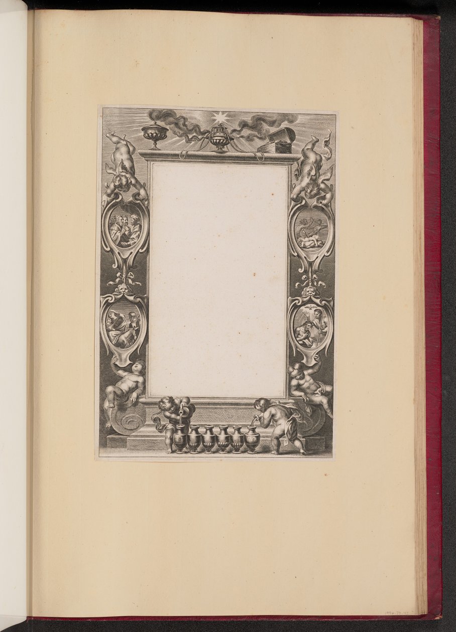 Ilustracja graniczna ze scenami z życia Chrystusa i Putti nalewanie wina autorstwa Netherlandish 17th Century