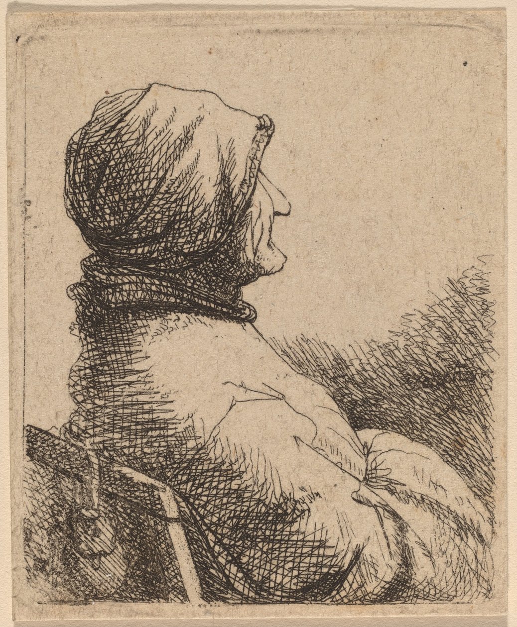 Popiersie starej kobiety zwróconej z profilu w prawo autorstwa Netherlandish 17th Century