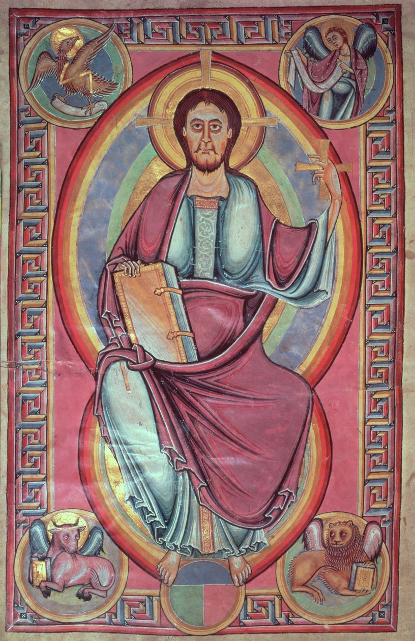 Dodaj 28107 f.136 Chrystus w majestacie, z Biblii Stavelot autorstwa Netherlandish School