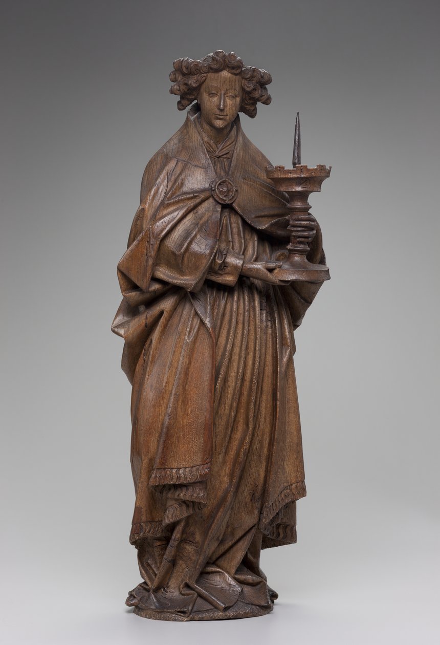 Anioł trzymający świecznik, ok. 1480-1500 (dąb) autorstwa Netherlandish School
