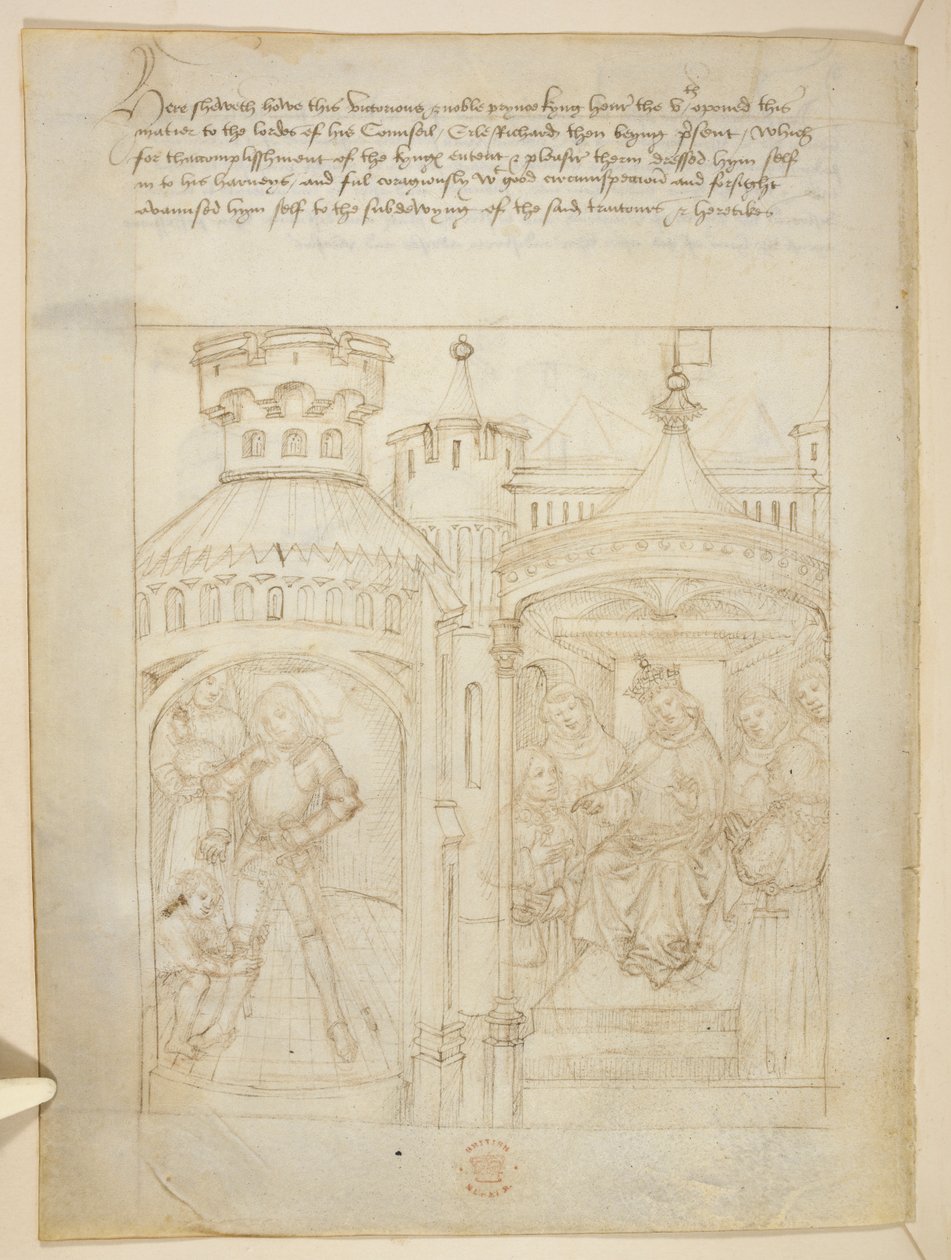 Bawełna Juliusz E. IV, art. 6, „Korowód Beauchamp”, c.1483 (atrament na welinie) autorstwa Netherlandish School