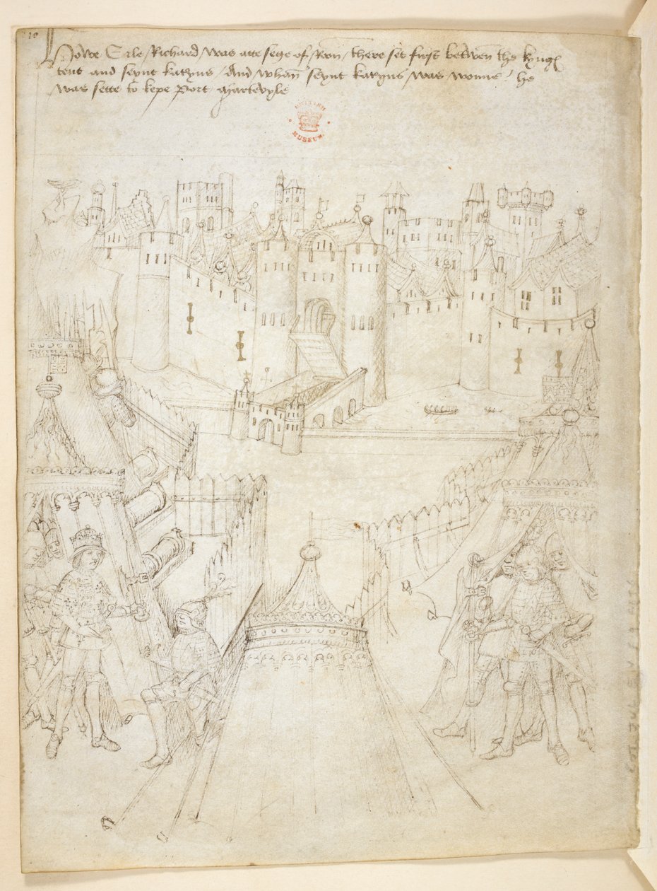 Bawełna Juliusz E. IV, art. 6, „Korowód Beauchamp”, c.1483 (atrament na welinie) autorstwa Netherlandish School